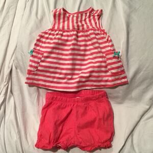 Hot pink white bubble shorts swing t set worn once